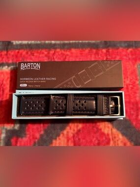 Barton Navy Blue Classic Horween Leather Watch Band 21mm